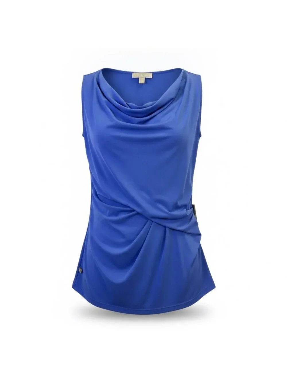 Michael Kors Womens Blue Cowl Neck Sleeveless Drape Tunic Top Size S